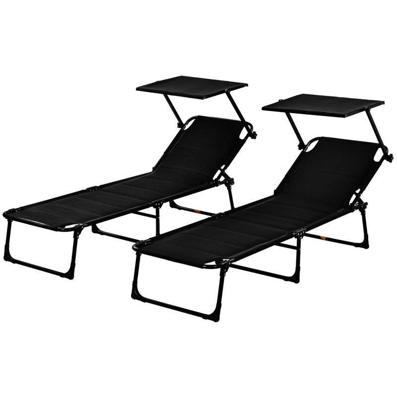Bunya 186cm Long Reclining Single Chaise with Cushions, Black