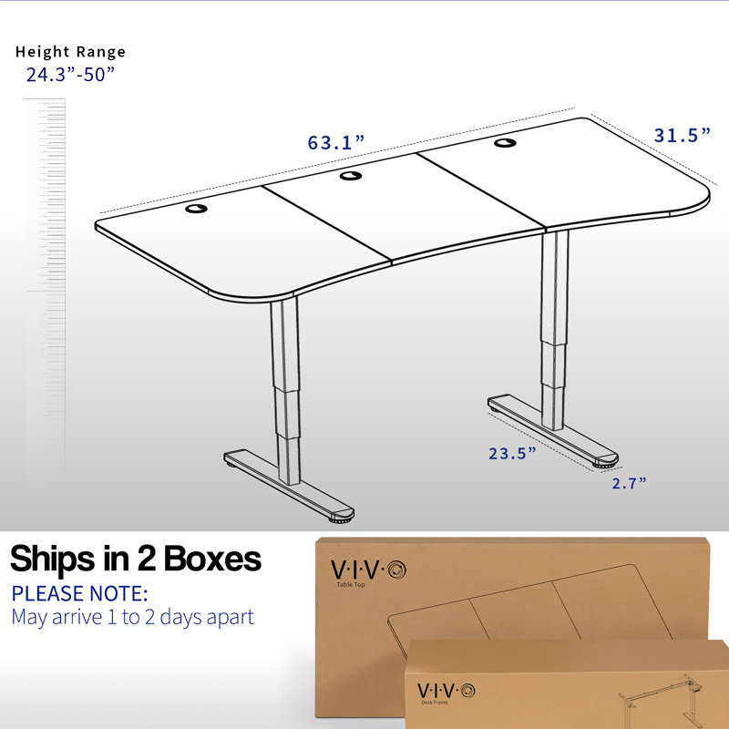 Vivo Electric 63” X 32” Standup Desk, Black