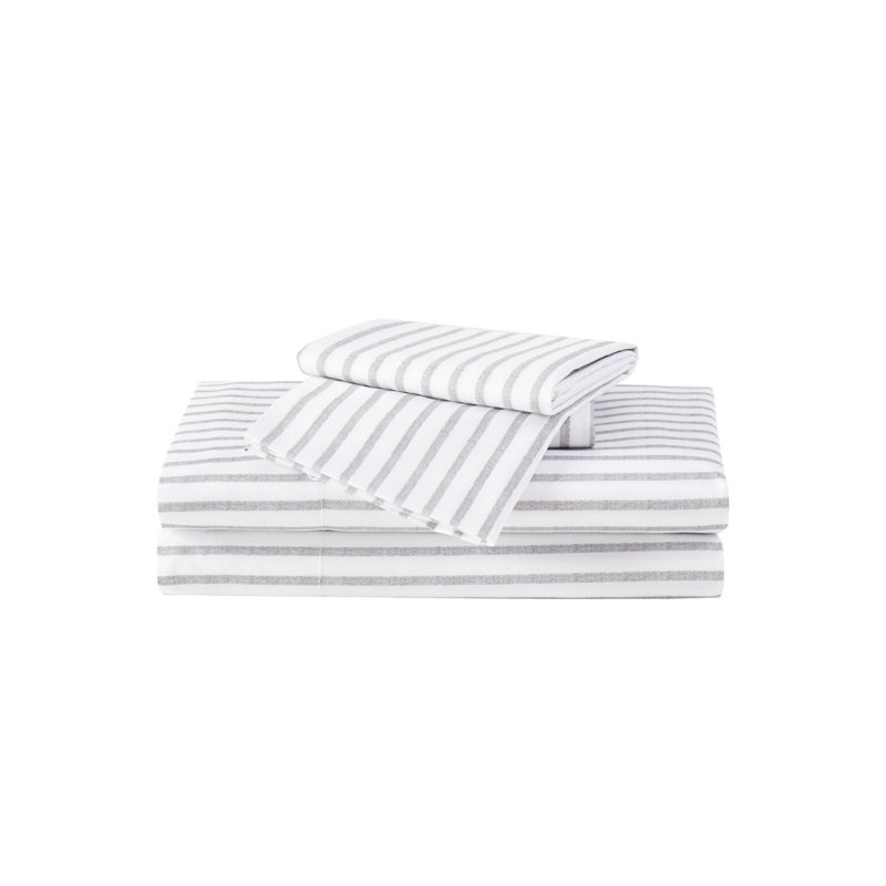 Ensemble de draps en microfibre à carreaux vraiment doux, Blanc / Gris, Ensemble de draps pour lit simple avec un drap-hou