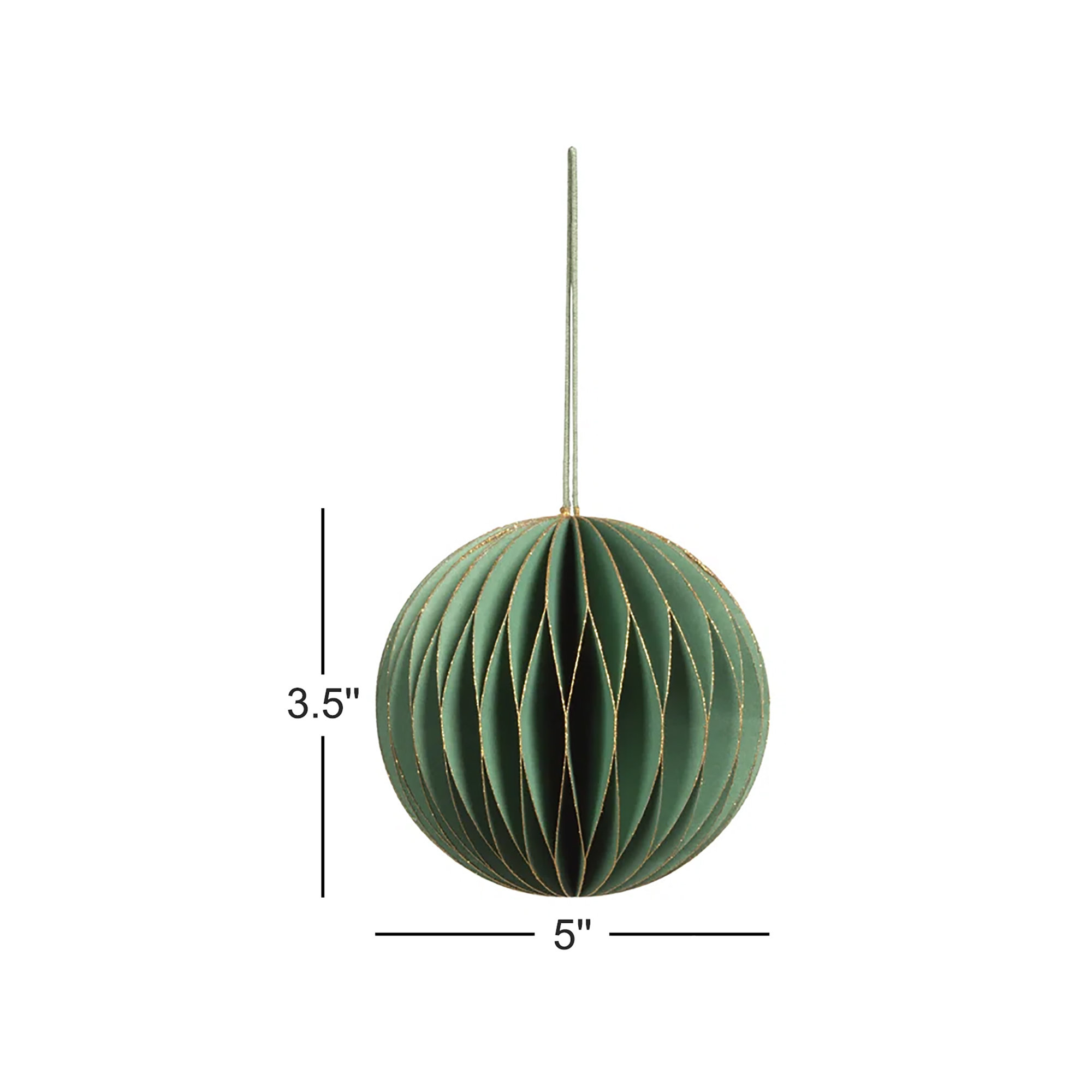 Miriam Deco Set of 12 Ball Ornament, 3.5" H x 5" W x 5" D, Green