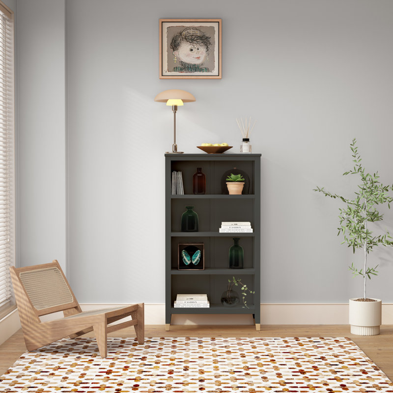 Bookcase, (4 Shelves) 50" H x 27" W x 12" D, Dark Gray