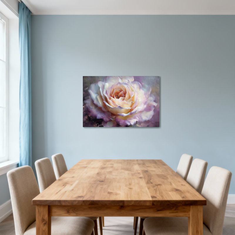 Plantes et fleurs, art floral rose pastel sur toile, H 12 po x l 18 po