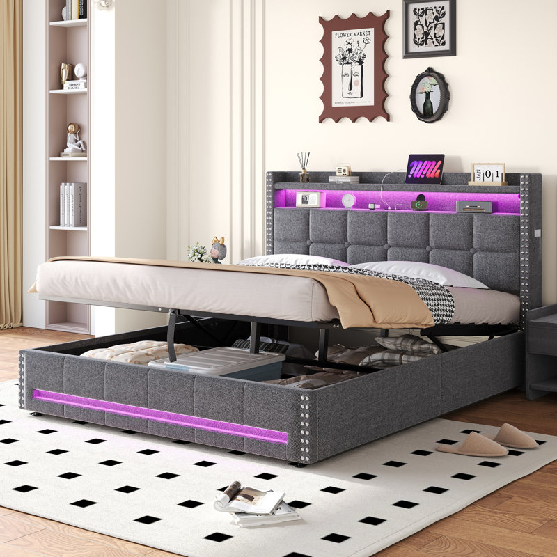 Upholstered Ottoman Storage Bed, Double (4'6)