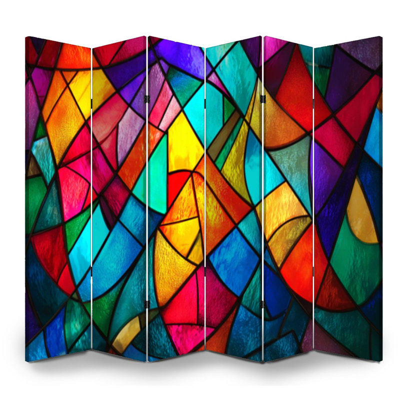 Cloison pliante 6 panneaux à cloison en toile de verre arc-en-ciel Royal, 6, H 71 po x l 96 po x P 1 po