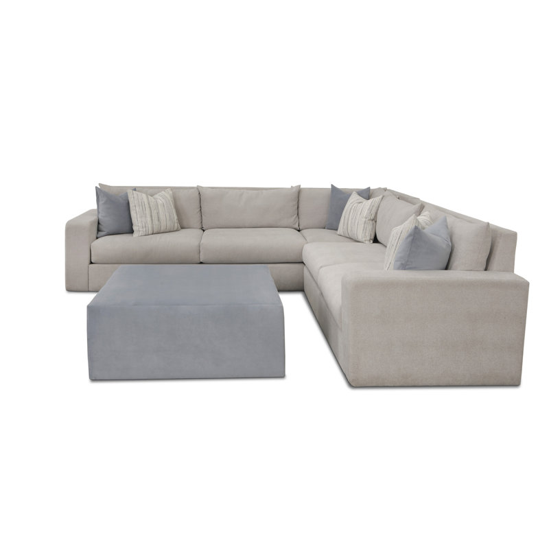 Modern L-Shaped Sectional Sofa with 8" Foam Cushions, Durable Upholstery, Decorative Toss Pillows, and Sturdy Support Legs, Contemporary Living Room Furniture, Comfortable Design, Neutral Gray Finish