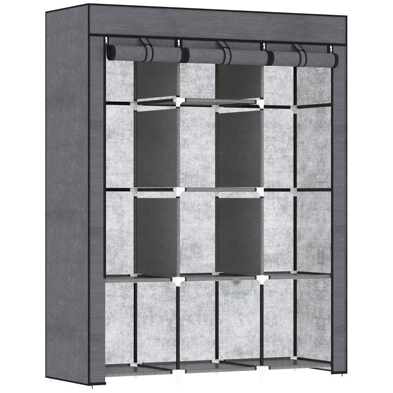 125cm Adjustable Portable Wardrobe, Grey