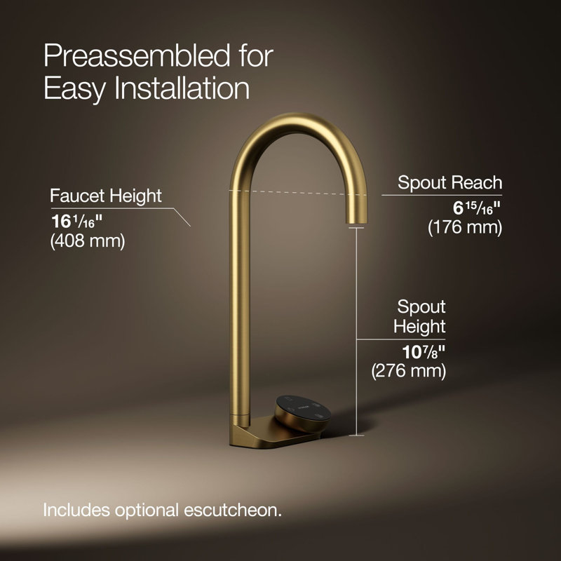 Aquifer4-In-1 Tall Arc Beverage Faucet, Brushed Brass