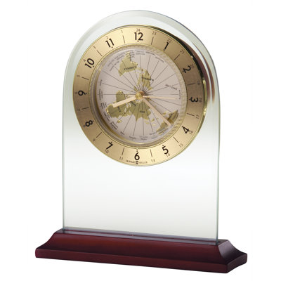 Traditional Analogue Rosewood Solid Wood Quartz Movement / Crystal Alarm Tabletop Clock in Clear