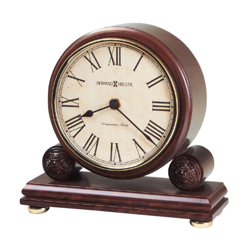 Traditional Roman Numeral Quartz Movement / Crystal Tabletop Clock in Windsor Cherry/Polished Brass