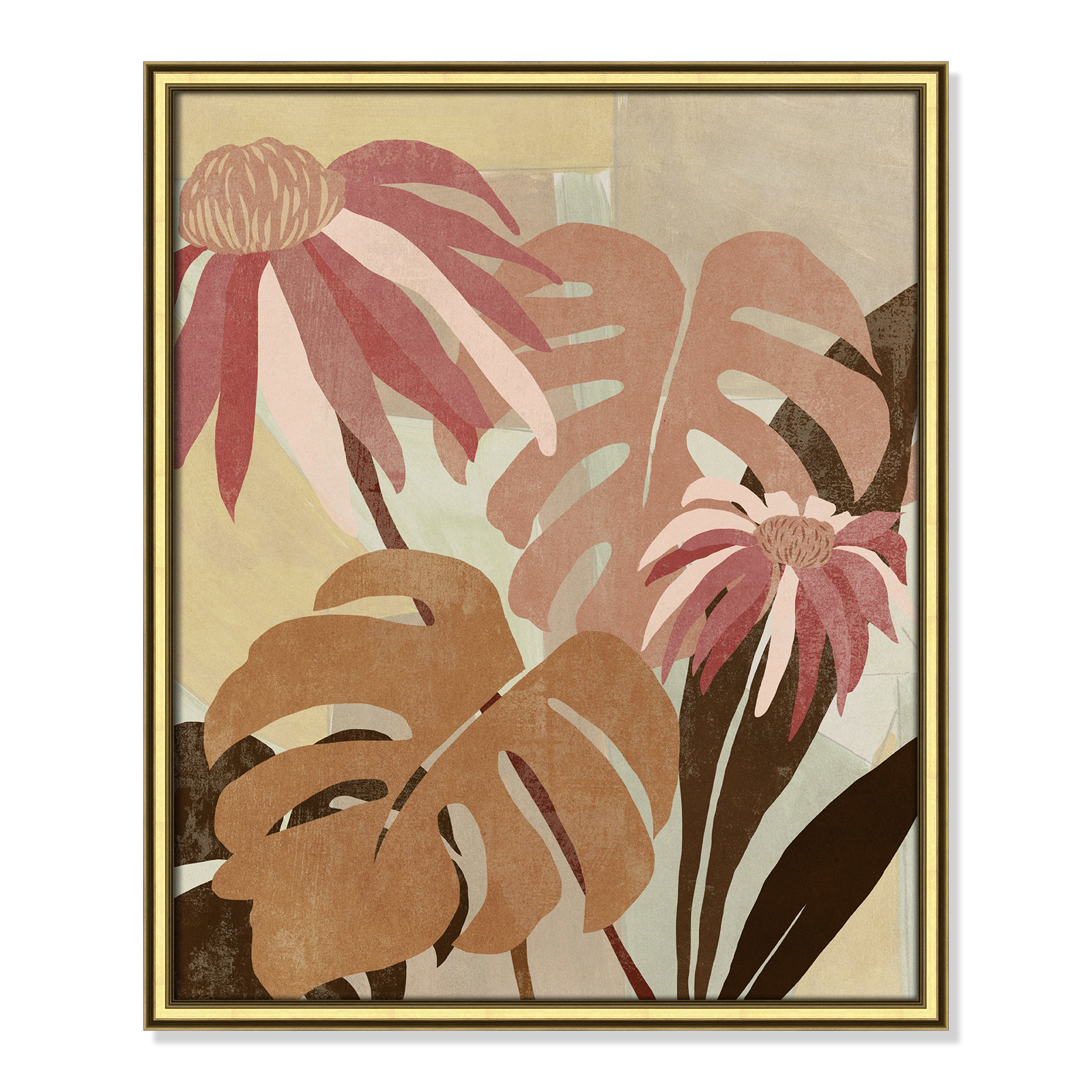 Kathleen "Hot Tropics II" Painting by Asia Jensen, 22.75" W x 26.75" H, Gold
