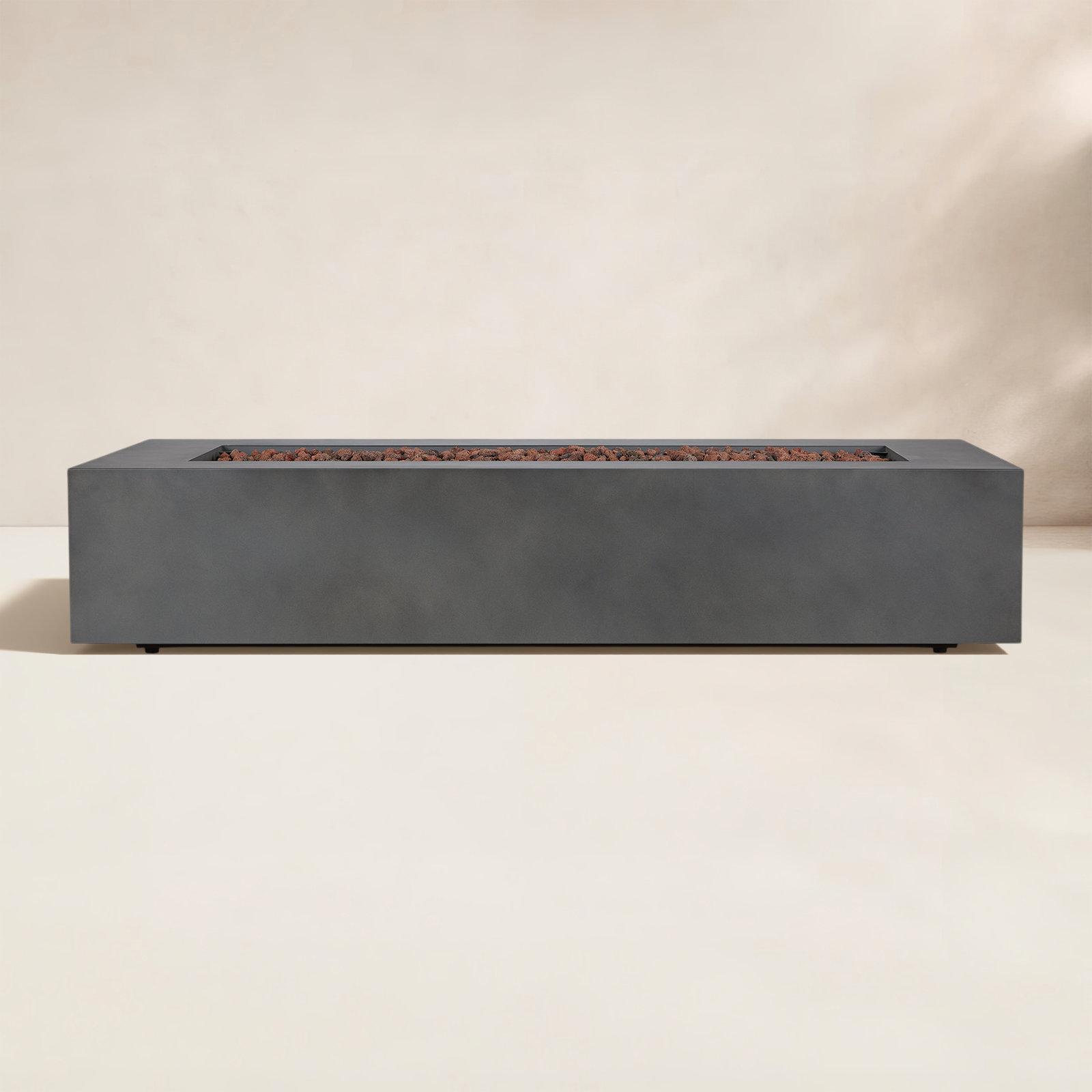 AEGEAN Propane / Natural Gas Outdoor Fire Pit Table, Weathered Slate, 14.5" H x 69.75" W x 31.75" D