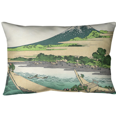 Housse de coussin lombaire katsushika hokusai, shore of tago bay