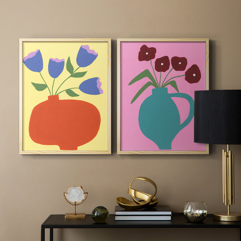«Modern Blooms III» - reproduction encadrée de qualité supérieure - prête à être accrochée - aucun clou requis - aucun clou requis