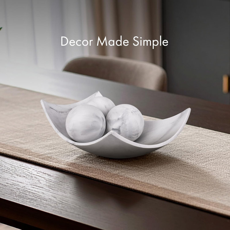 Boules décoratives en marbre blanc Creative Scents, Blanc