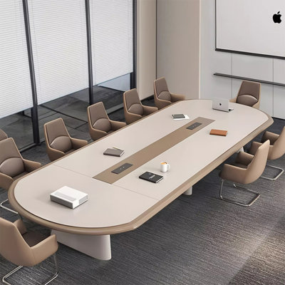 Table de conférence ovale laquée, grand bureau de réunion moderne