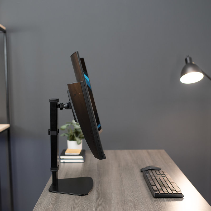 VIVO Black Steel Adjustable Single Monitor Desk Stand