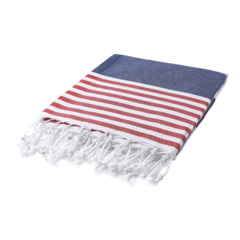 Serviette de plage Mahika, Bleu / Rouge / Blanc