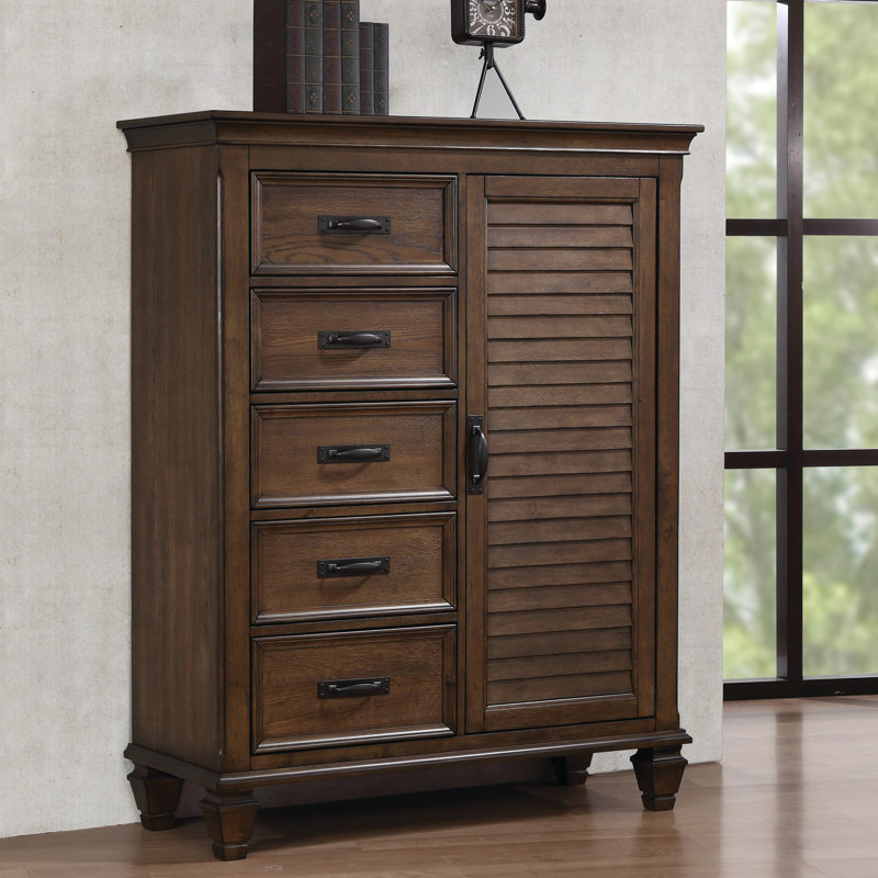 Commode 5 tiroirs Ranbir, Brun