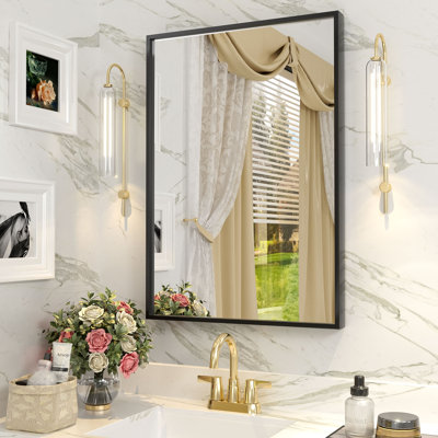 Amara Tempered Glass and Aluminum Alloy Framed French Cleat Mounted Wall Mirror
