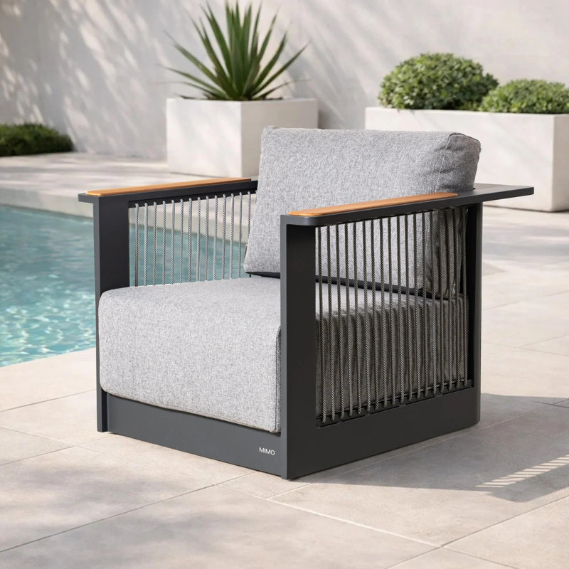 MIMO Aluminum Outdoor Armchair with Rope Detailing, Single