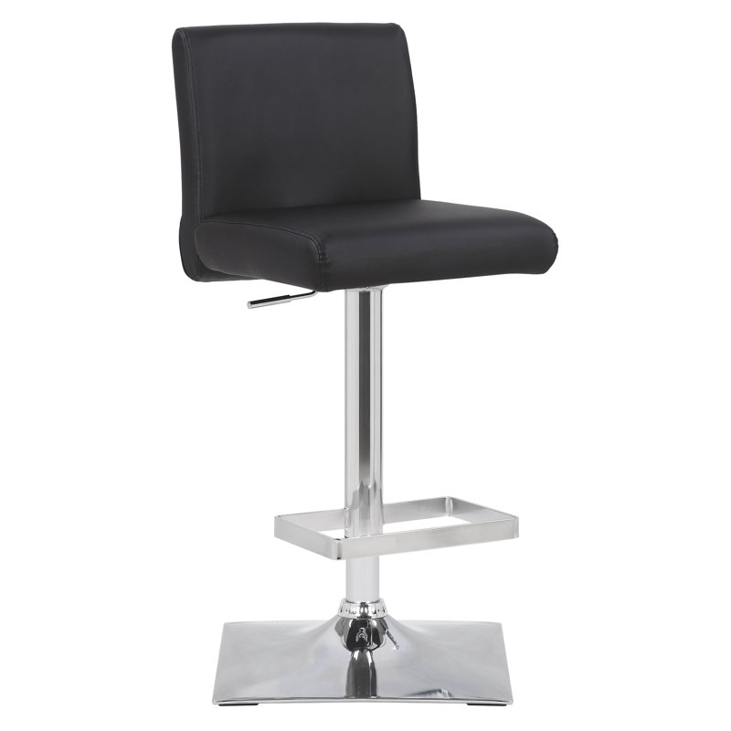 Snella Swivel Upholstered Adjustable Height Counter Stool with Metal Frame, Black