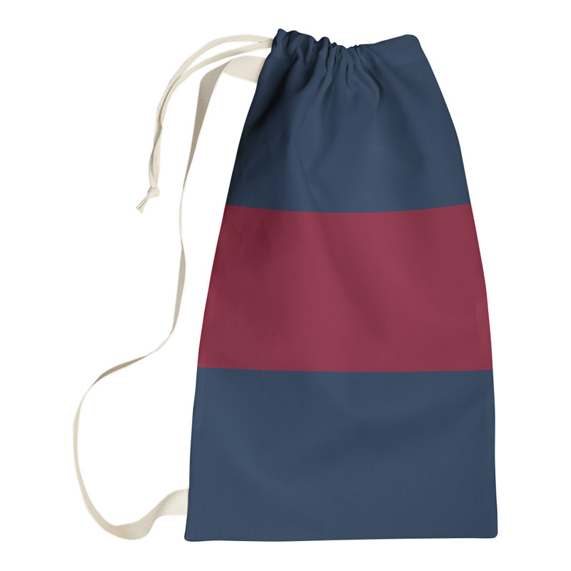 Fabric Laundry Bag with Handles, 29" H x 18" W x 1.5" D, Polar Night Blue/Red/Polar Night Blue