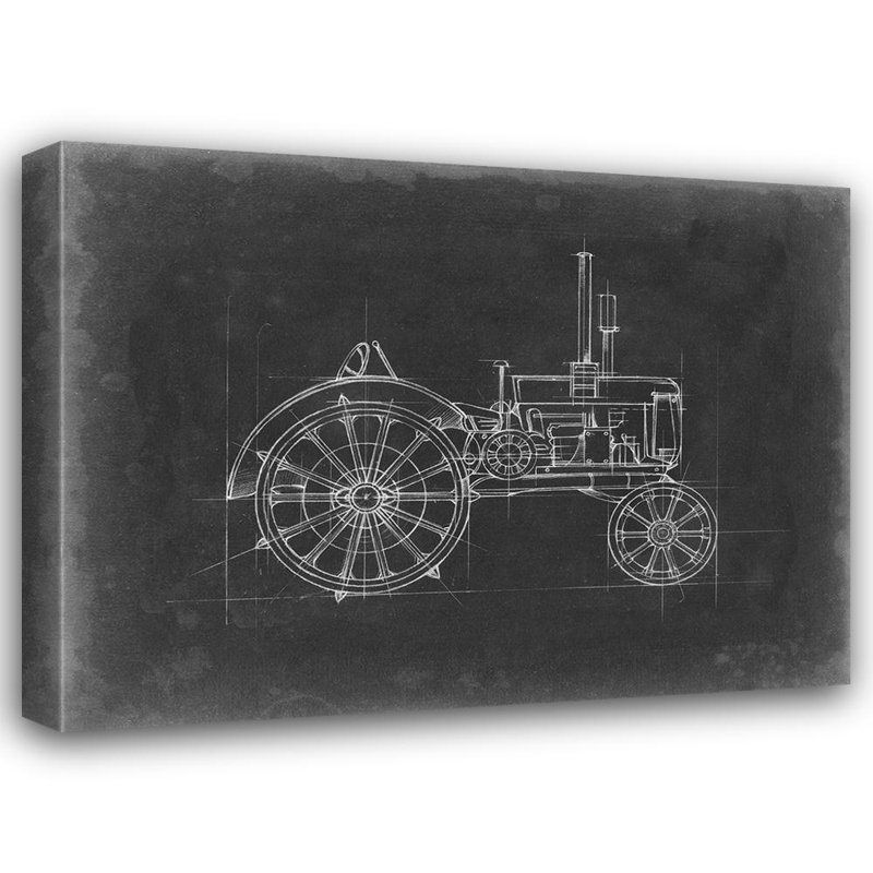 Art sur toile tendue par Williston Forge Harper, Ethan Gallery: Tractor Blueprint II, H 36 po x l 47 po