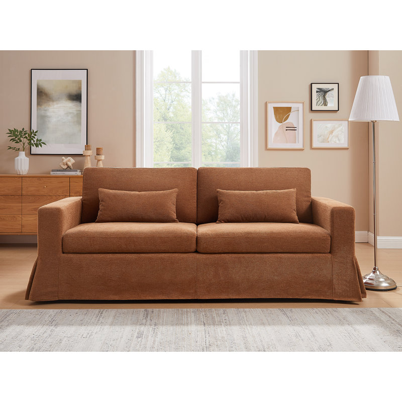 Brenda 213.1Cm Square Arms Sofa, Rust Linen Blend