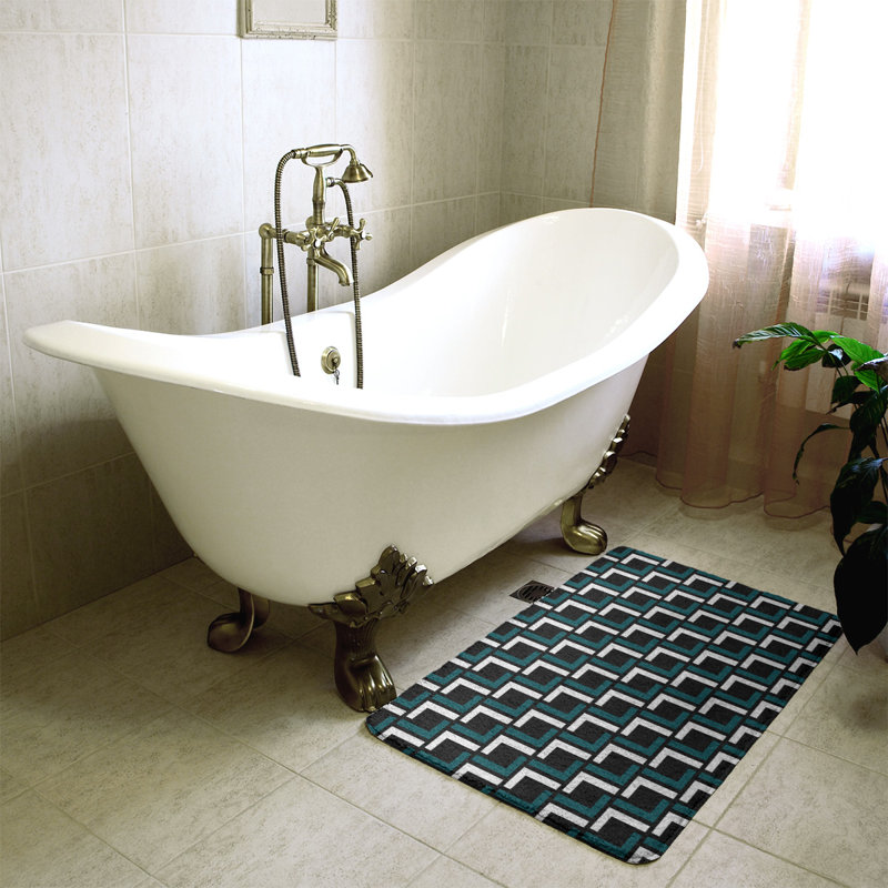 Tapis pour salle de bain Baltimore, l 17 po x L 24 po, Black/Midnight Green/White
