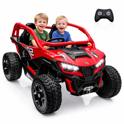 Voiture UTV 24V 10Ah 4WD pour enfants, grand véhicule 2 places pour enfants de 3 à 8 ans, télécommande parentale, musique Bluetooth, suspension à 4 ressorts, sièges spacieux de 22 po