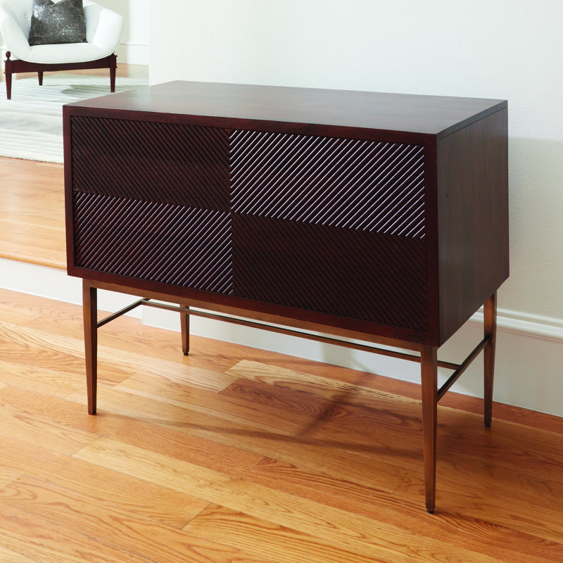 Galapagos Chevron Dark Walnut Brass-Handled Extra Deep Chest