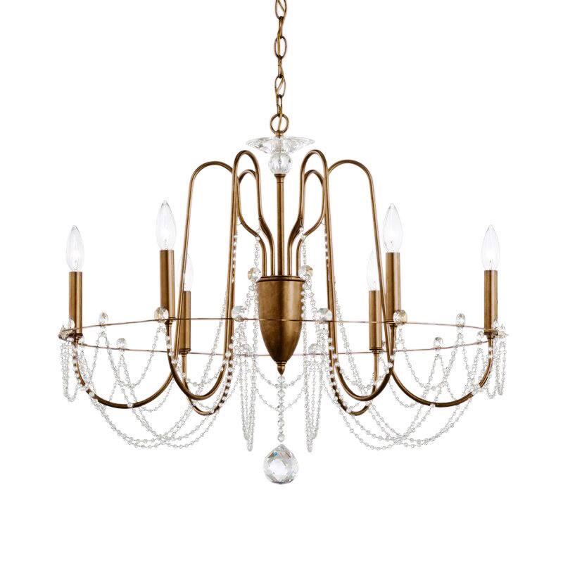 Esmery 6 - Light Chandelier, Clear Heritage Crystal, Heirloom Bronze