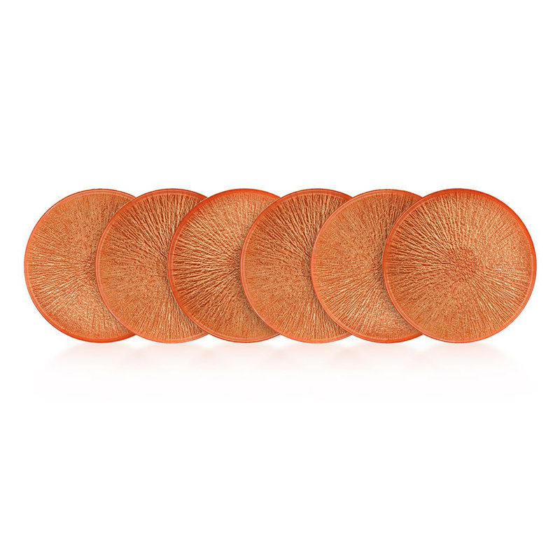 Fecra Rita 6 Piece Glass Serveware Set, Orange 