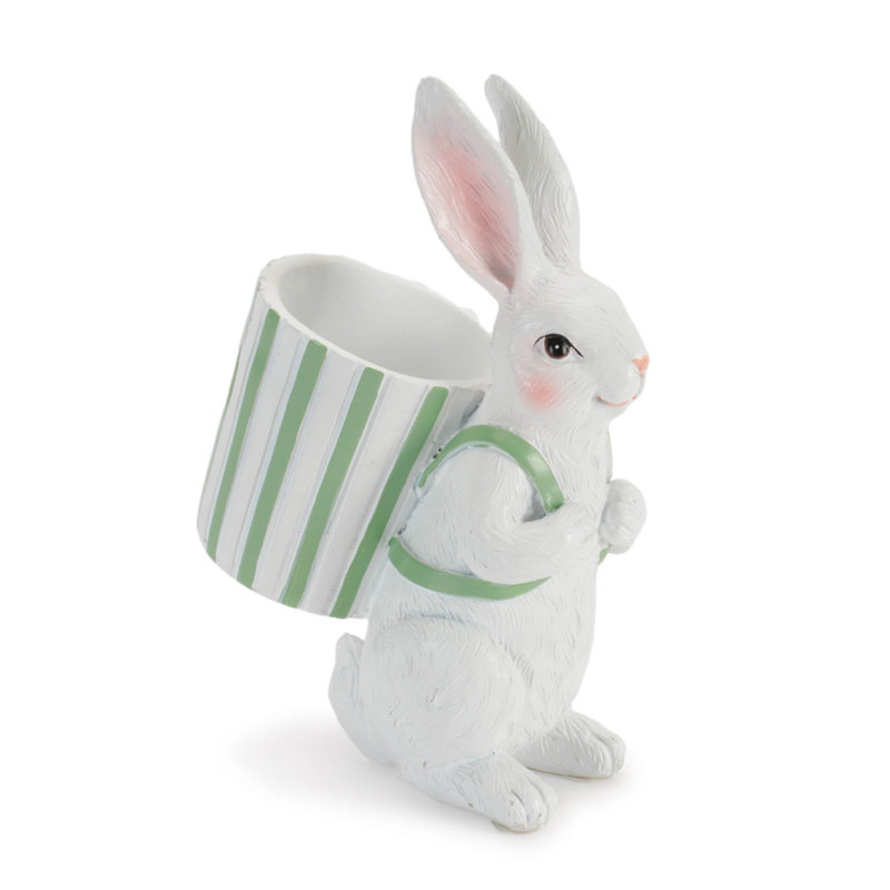 Figurine de lapin avec pot de fleurs (ensemble de 2)