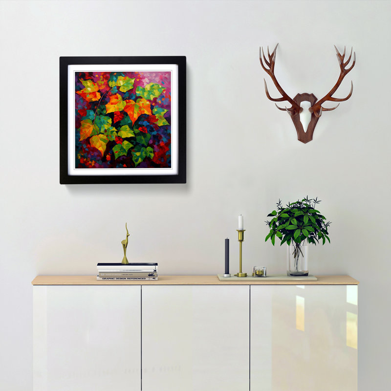 Ivy Leaf Fauvism - Single Picture Frame Print on Wood, Black
