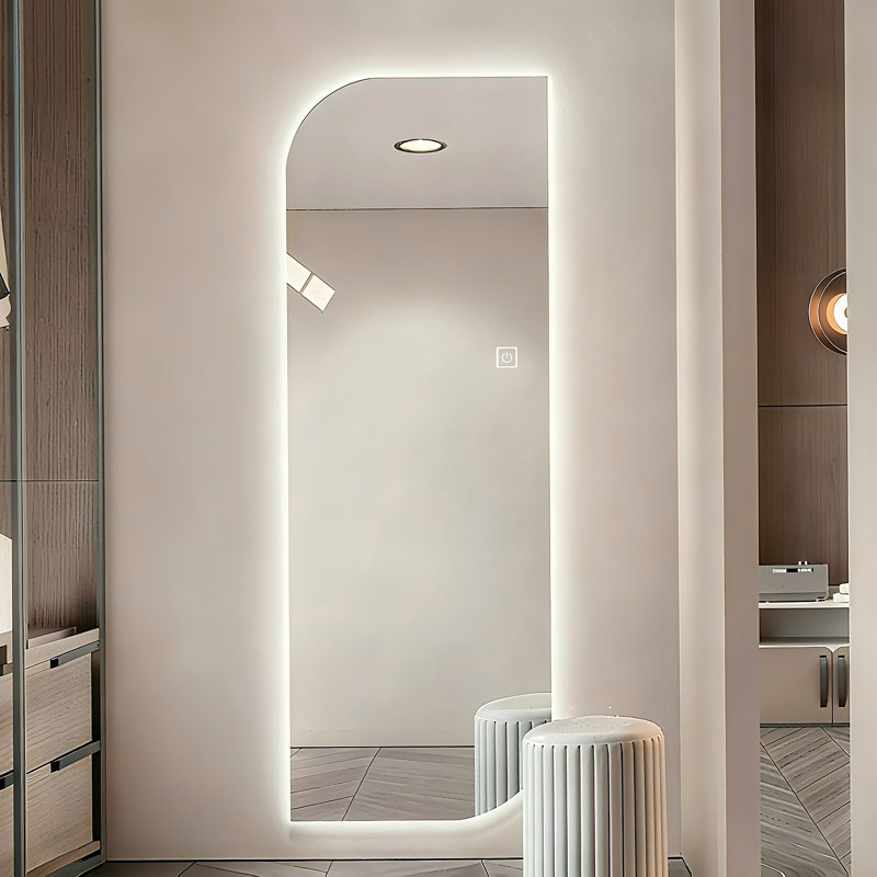 Miroir mural à DEL pleine longueur de forme irrégulière pour vestibule, chambre à coucher, salon