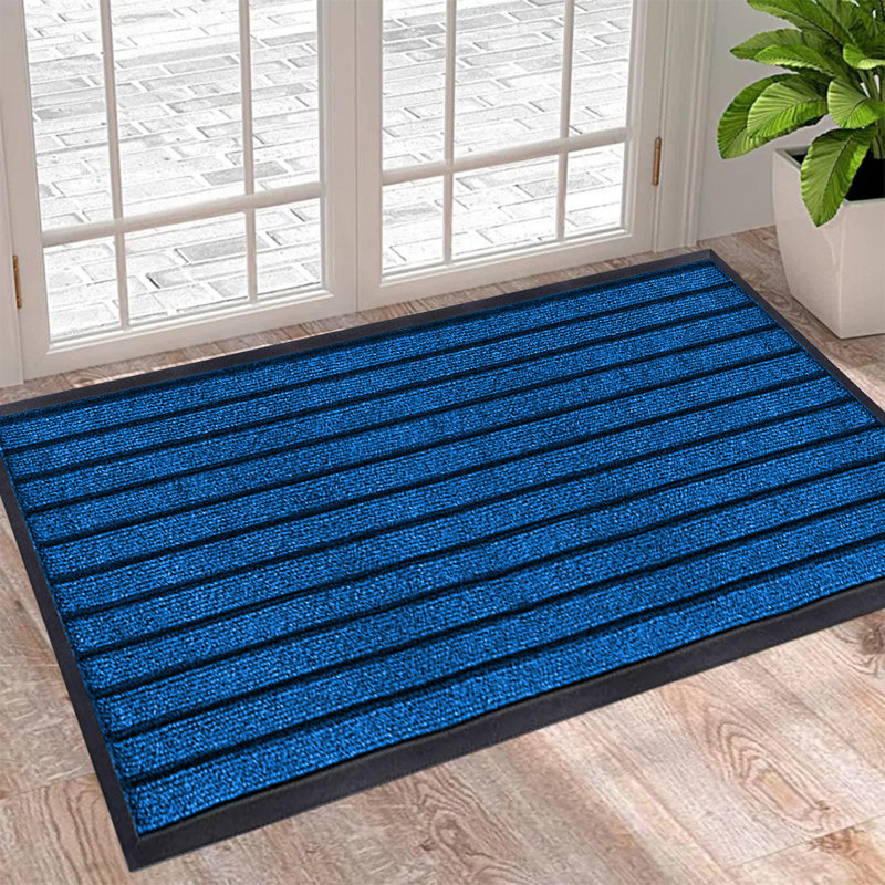 Hullfish Non-Slip Indoor Outdoor Door Mat, Blue, Rectangle 50cm W x 80cm L
