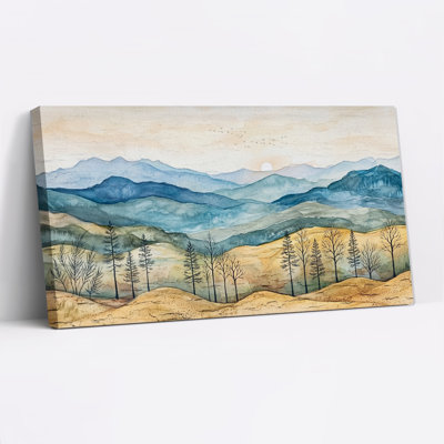 «Layered Blue Mountains and Golden Hills», art mural sur toile