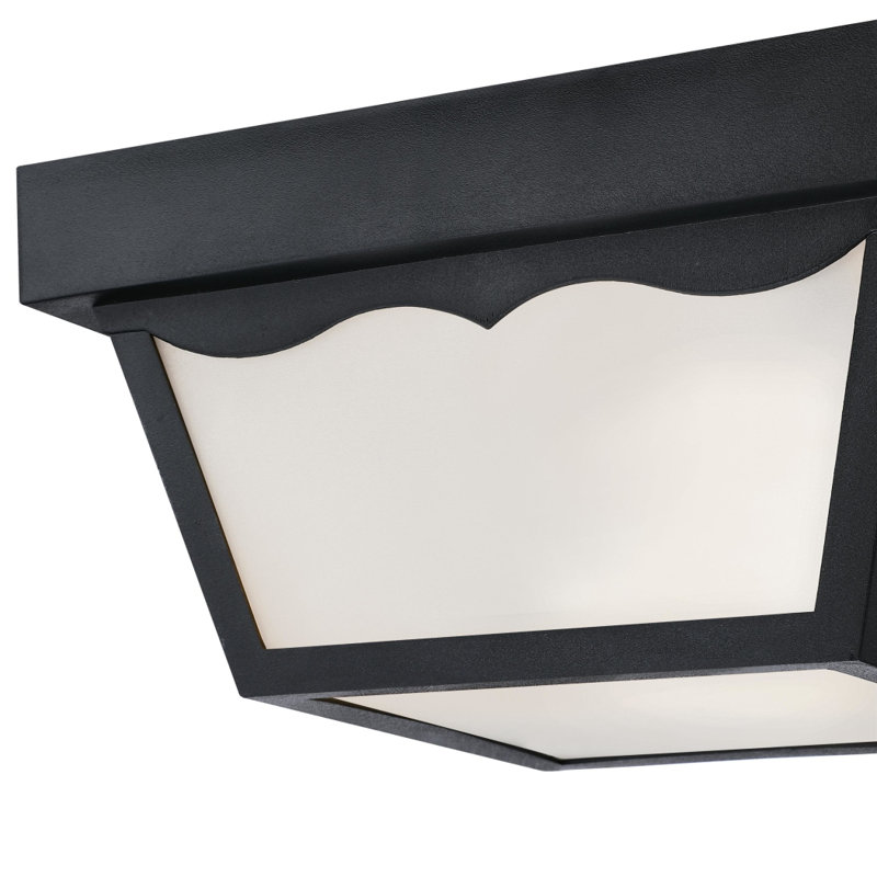 Luminaire d'extérieur encastré à deux lumières, finition noire sur polypropylène, panneaux de verre givré