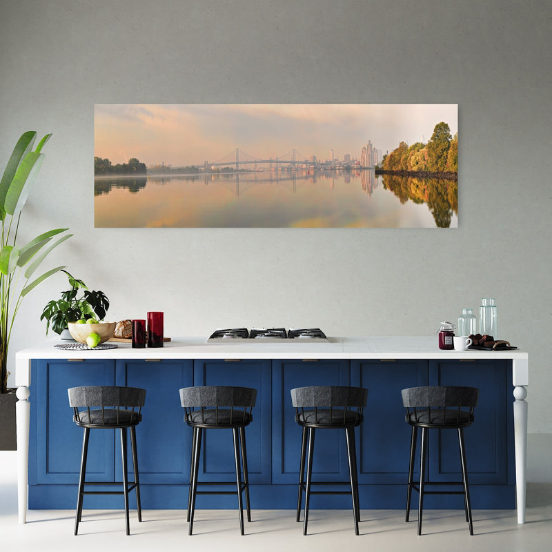Bridge Across A River Benjamin Franklin Bridge Delaware River Philadelphia Pennsylvania USA by Tom Sheckels - Wrapped Canvas Panoramic Print