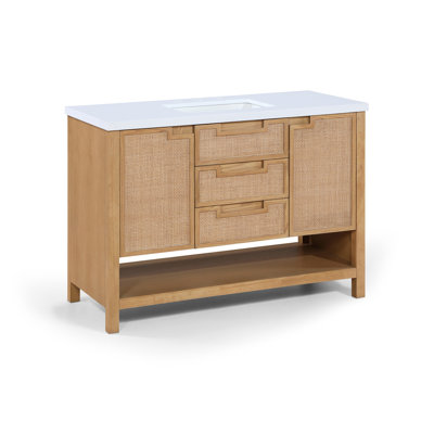 Soren 48" Natural Engineered Stone And Solid Wood Bathroom Vanity