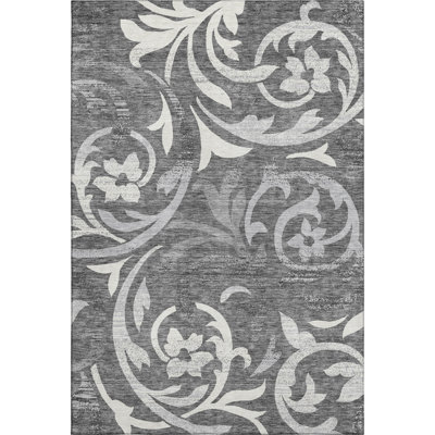 Premium Machine Washable Prisco Charcoal Rug