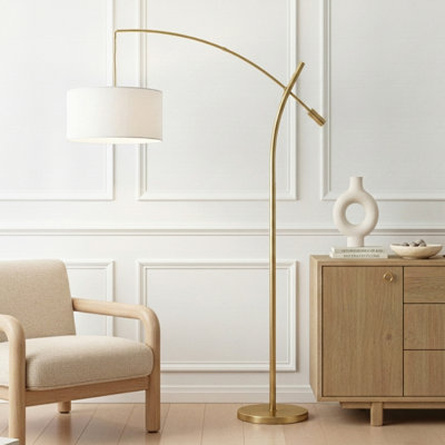 Grayson 84" LED Arc Floor Lamp with Adjustable Arm, Brass