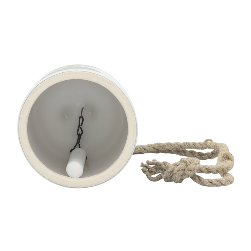 Stoneware Ceramic Windchime Bell with Textured Detail and Jute Hanger - Handcrafted Hanging Accent for Porch or Garden Decor - Single Decorative Ceramic Bell for Breezy Tones and Artful Style.