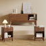 Ensemble de table basse et 2 tables d'appoint - Ensemble de salon, table basse relevable en noyer et tables d'appoint avec station de recharge