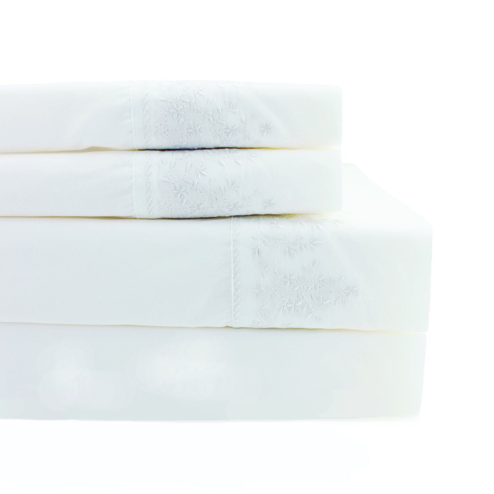 Cali Cotton Sheet Set, Twin Sheet Set with 1 Pillowcase, White