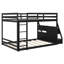 Lit superposé double avec DEL 7 couleurs contrôlées par l'application, ports USB, tablettes de rangement et 2 tiroirs, noir-1733112288
