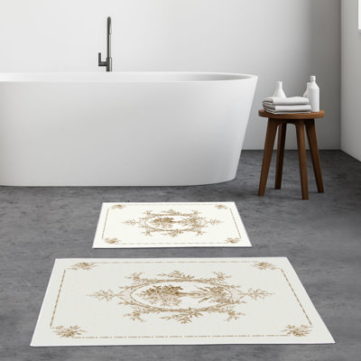 Ensemble de luxueux tapis de bain (2 pièces), 100% polyester, antidérapant, antibactérien | Dimensions: 19,7 po x 23,6 po et 23,6 po x 39,4 po | Tissu ultra-absorbant et facile à nettoyer, lavable à la machine à 86 ° F | Parfait pour la salle de bain ou le spa