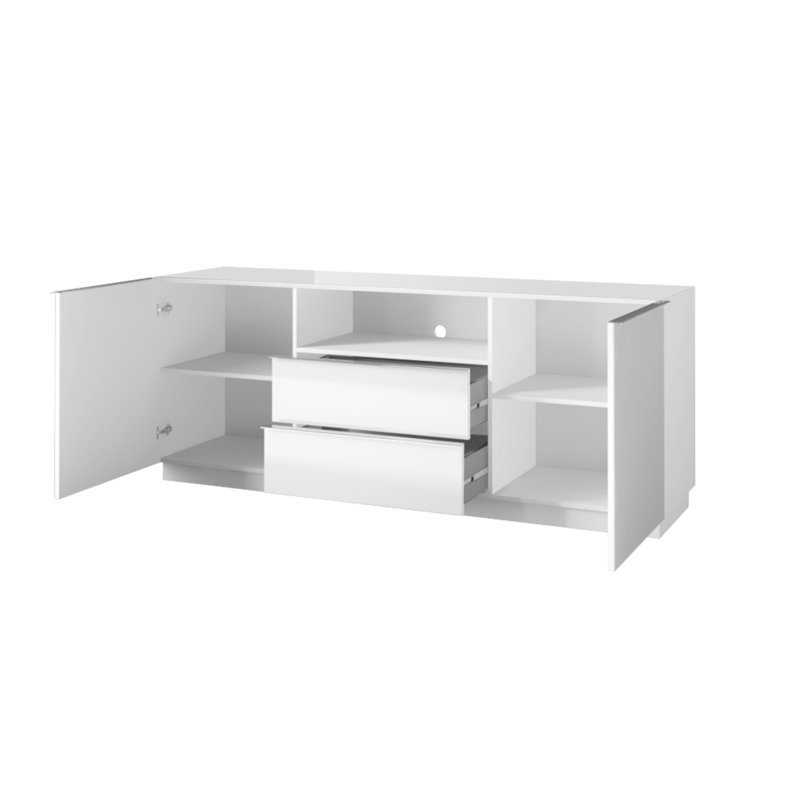 Conchita 180cm Sideboard, White/White Glass
