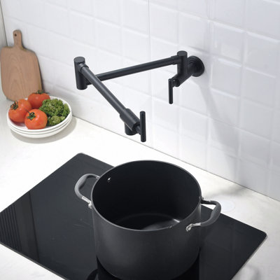 Robinet remplisseur mural de style commercial en laiton et cuivre de style A, robinet de cuisine pliant avec bras articulés doubles articulés pour machine à café